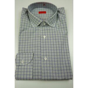 Isaia Eggplant Gold Plaid Long Sleeve Cotton Dress Shirt 15.5/39 NEW